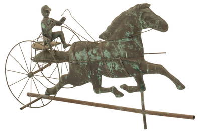 Vintage American Copper Sulky Weathervane