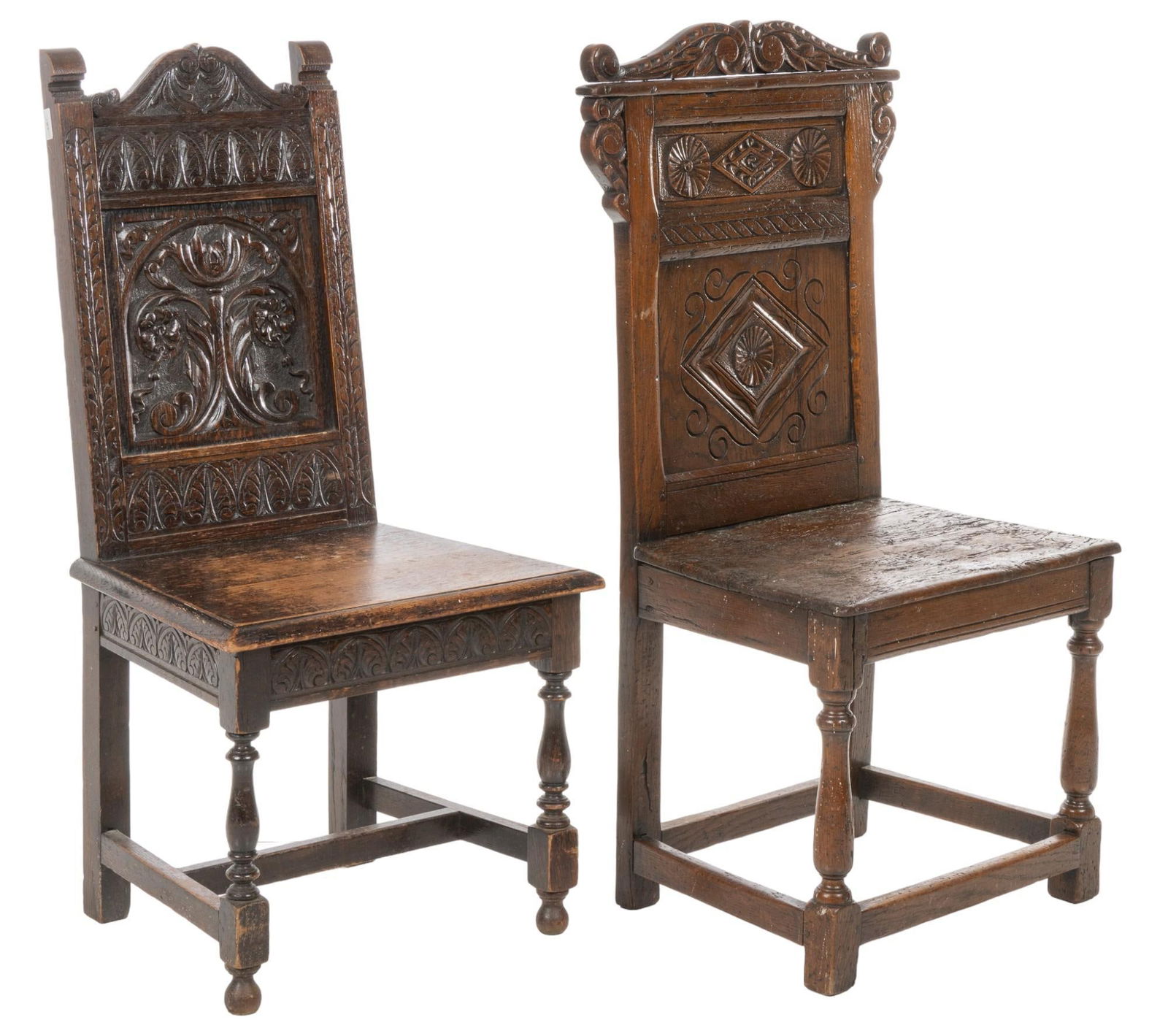 (2) 18th C. Hall Chairs (1 of 9)