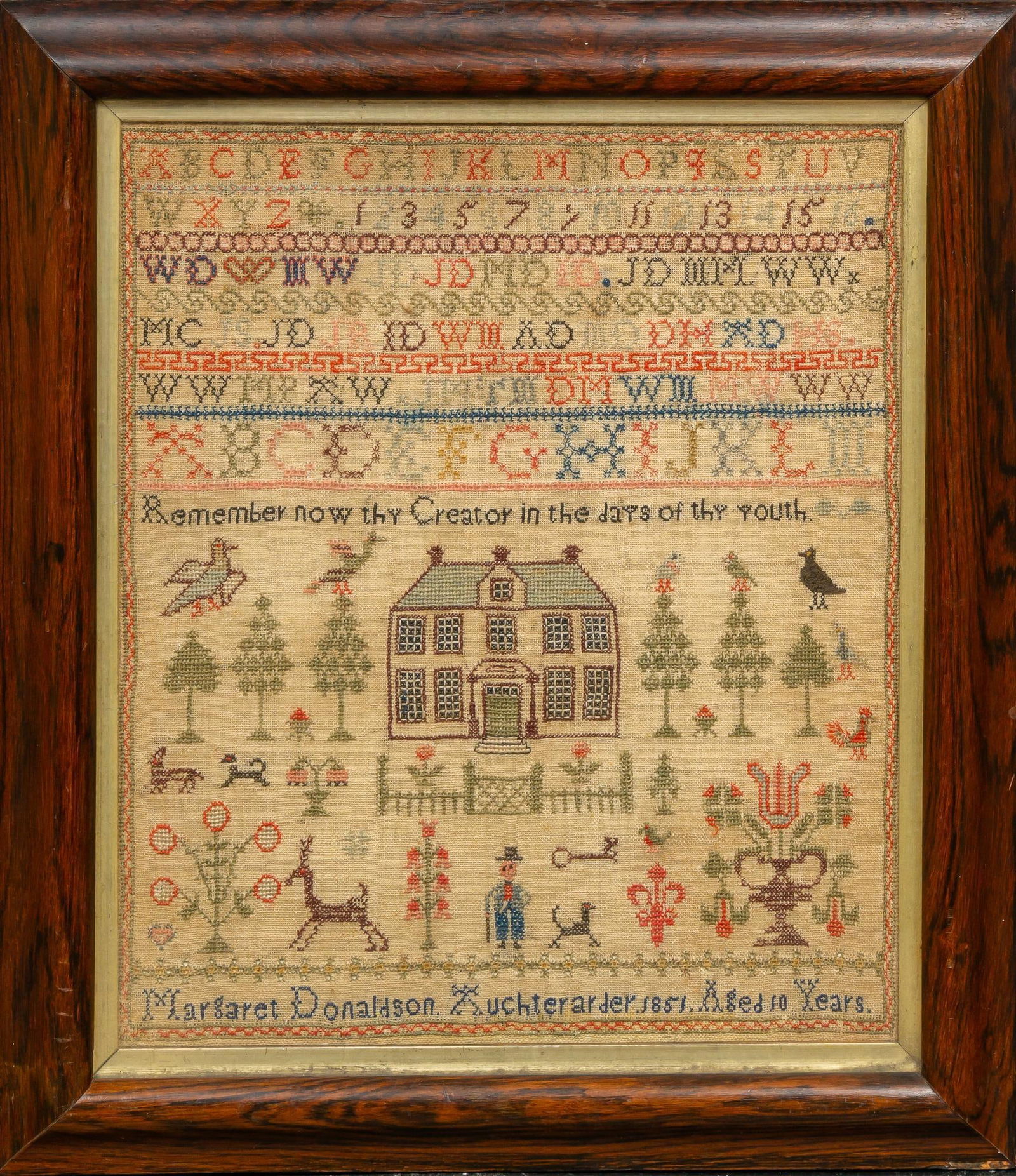 Antique Framed Sewing Sampler (1 of 4)