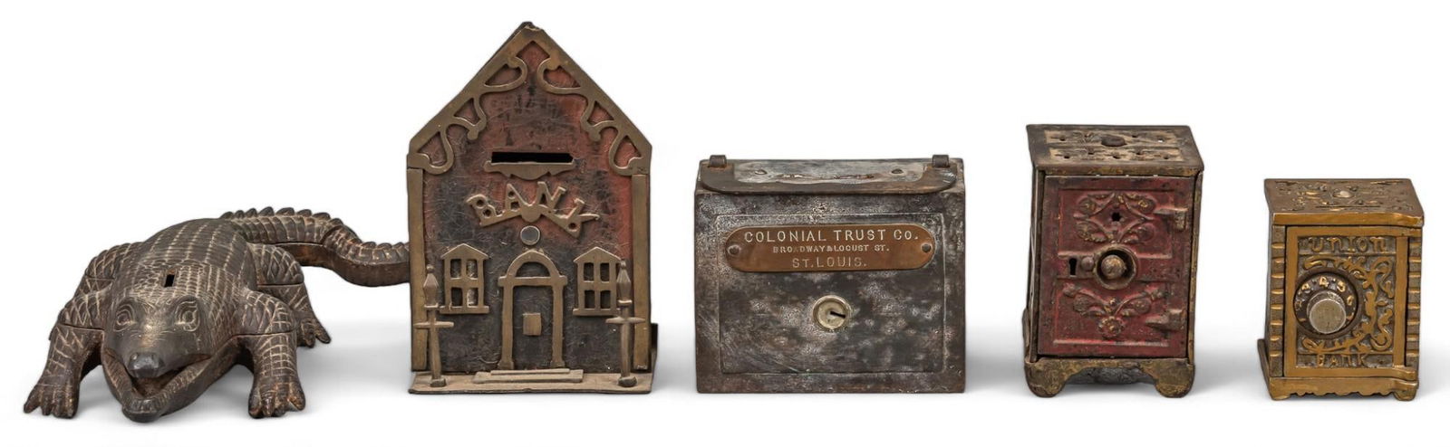 (4) Vintage Cast Iron Money Banks (1 of 10)