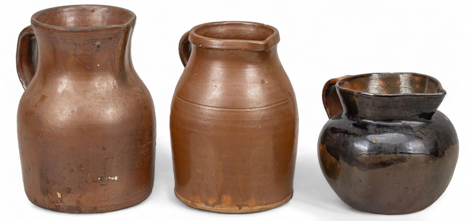 (3) Earthenware Pottery Pitchers (1 of 5)