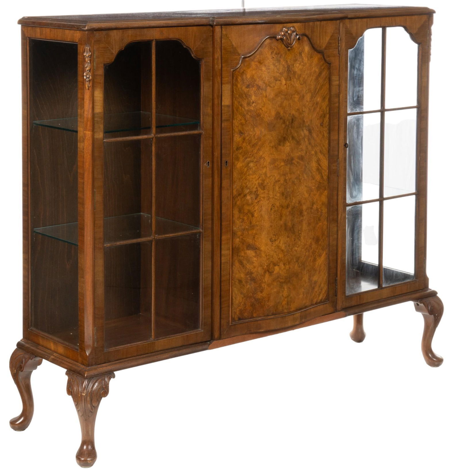 Queen Anne Style Glass Display Cabinet (1 of 9)
