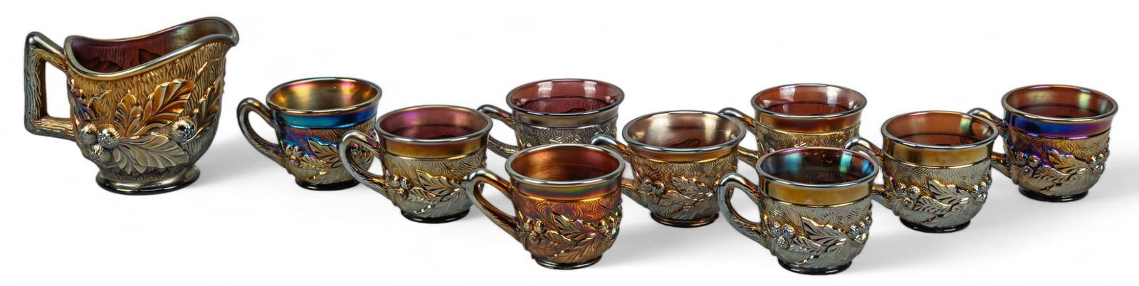 Northwood Acorn Burr Carnival Glass Tea Set (1 of 8)