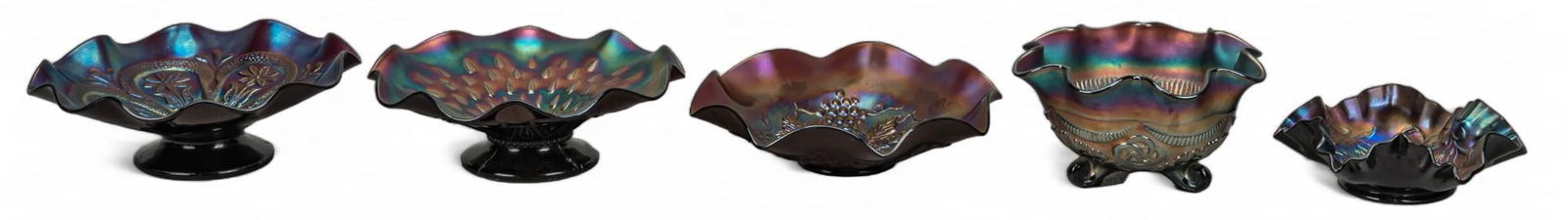 Set of (5) Amethyst Carnival Glass Bowls (1 of 10)