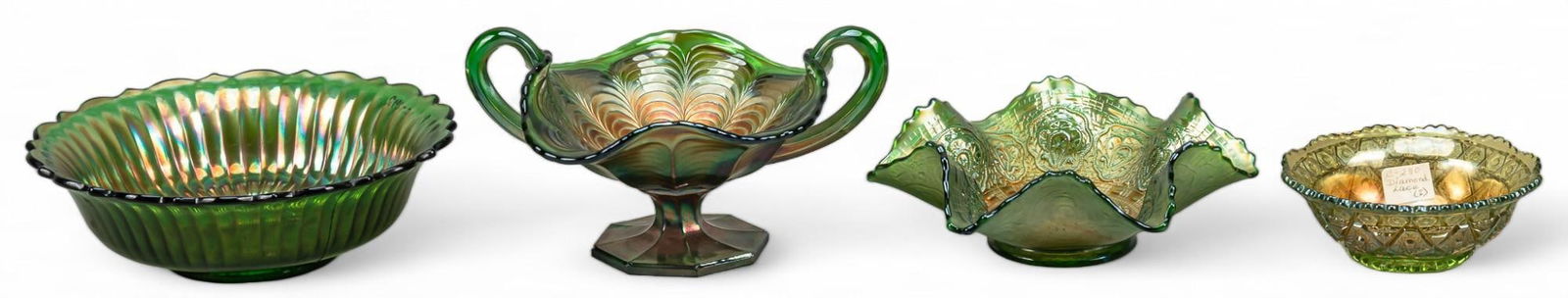 Set of (4) Green Carnival Glassware (1 of 12)