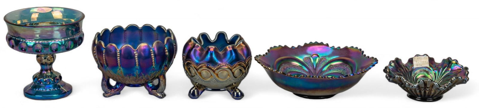 Collection of (5) Purple and Blue Carnival Glassware (1 of 13)