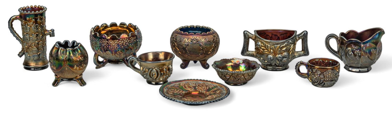 Collection of (10) Purple Amethyst Carnival Glassware (1 of 20)