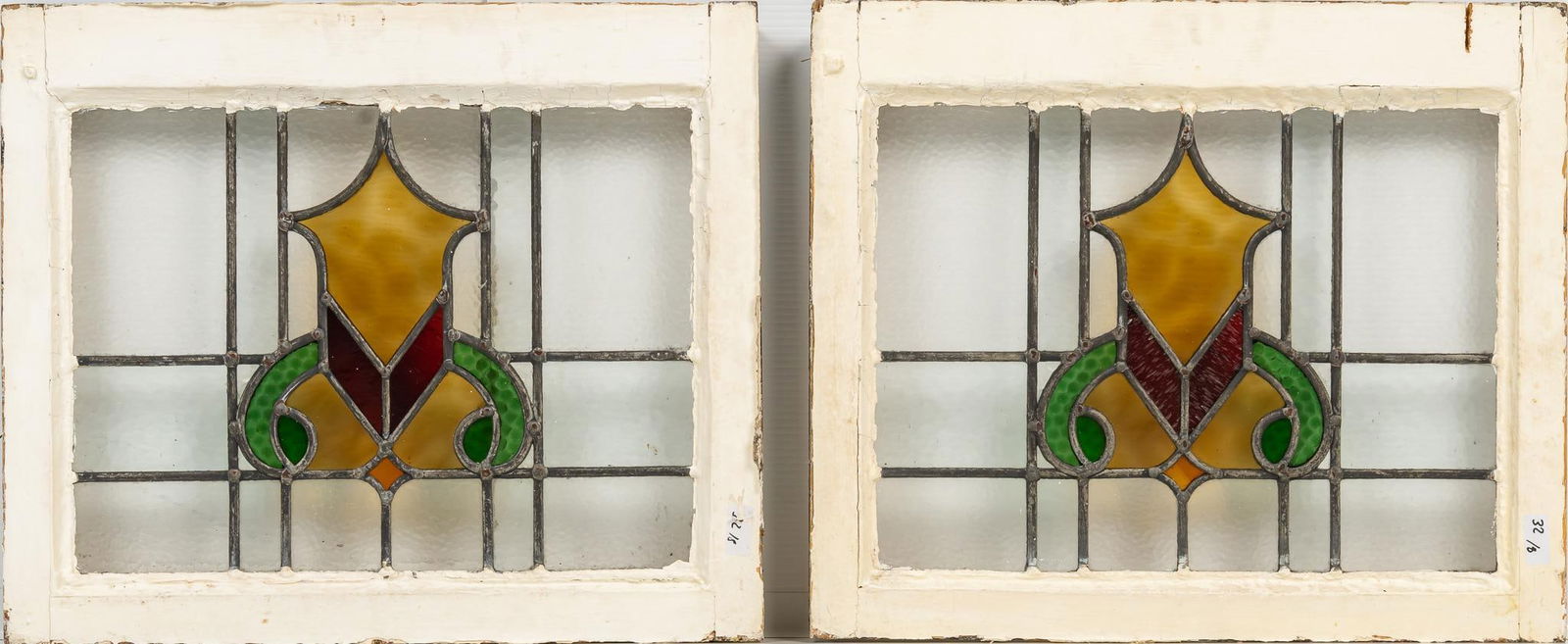 Set of (2) Old English Style Stained Glass Panels (1 of 5)