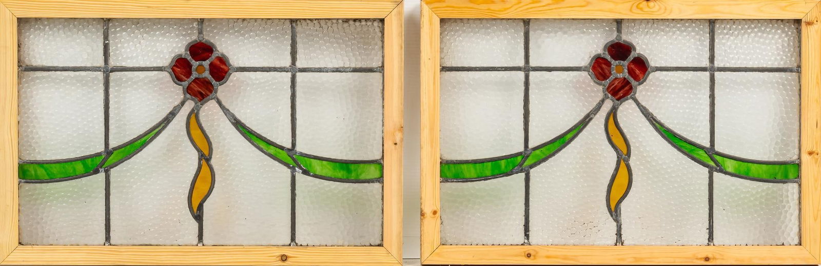 Set of (2) Floral Stained Glass Panels (1 of 4)