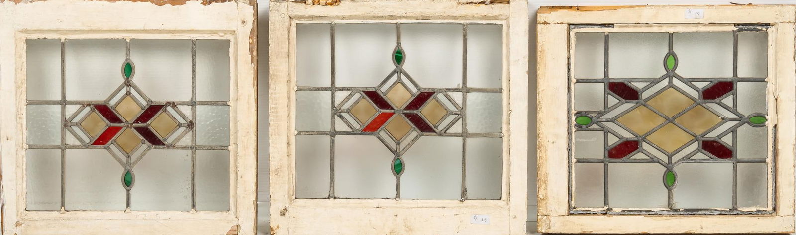 Set of (3) Arts and Crafts Style Stained Glass Panels (1 of 7)