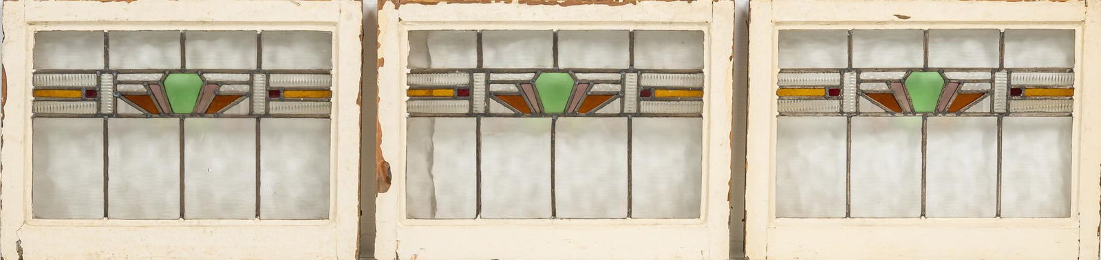 Set of (3) Arts and Crafts Style Stained Glass Panels (1 of 5)