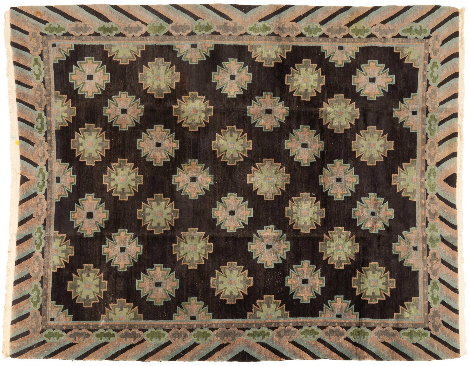 Vintage Handwoven Tibetan Estate Rug, 10 ft. 2 in. x 8 ft.: Vintage handwoven Tibetan estate rug 10 ft. 2 in. x 8 ft. Provenance: Property from the home of a San Antonio, Texas lady Shipping available for this lot through our partner 4CL; please request a ship