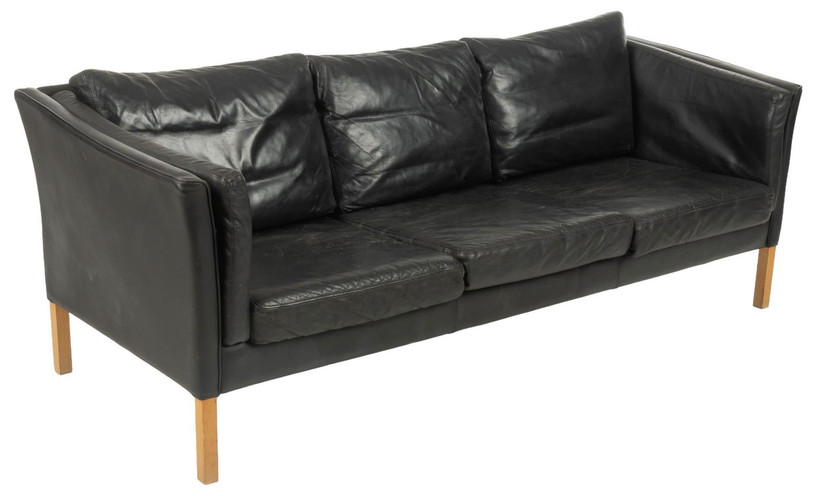 Danish Mid-Century Black Leather Sofa (1 of 7)