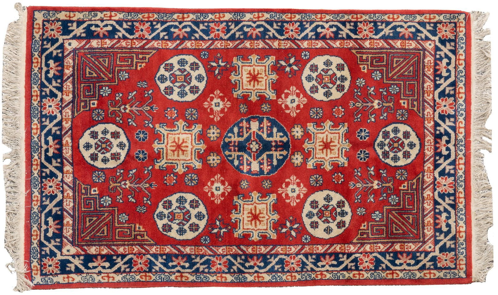 Handwoven Estate Rug, 4 ft. 7 in. x 3 ft. 8 in.: Handwoven estate rug 4 ft. 7 in. x 3 ft. 8 in. Shipping available for this lot through our partner 4CL; please request a shipping quote at shipping@vogtauction.com or 210-971-5750. You may also op