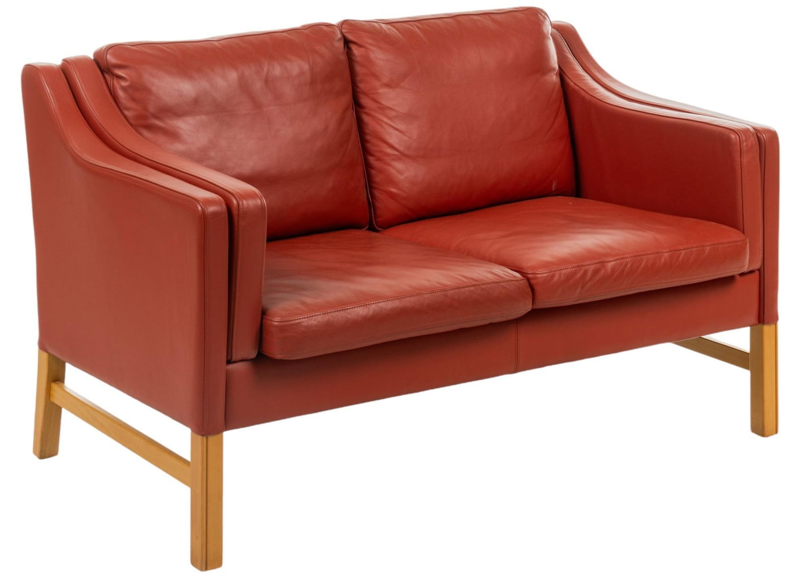 Danish Mid-Century Red Leather Sofa (1 of 9)
