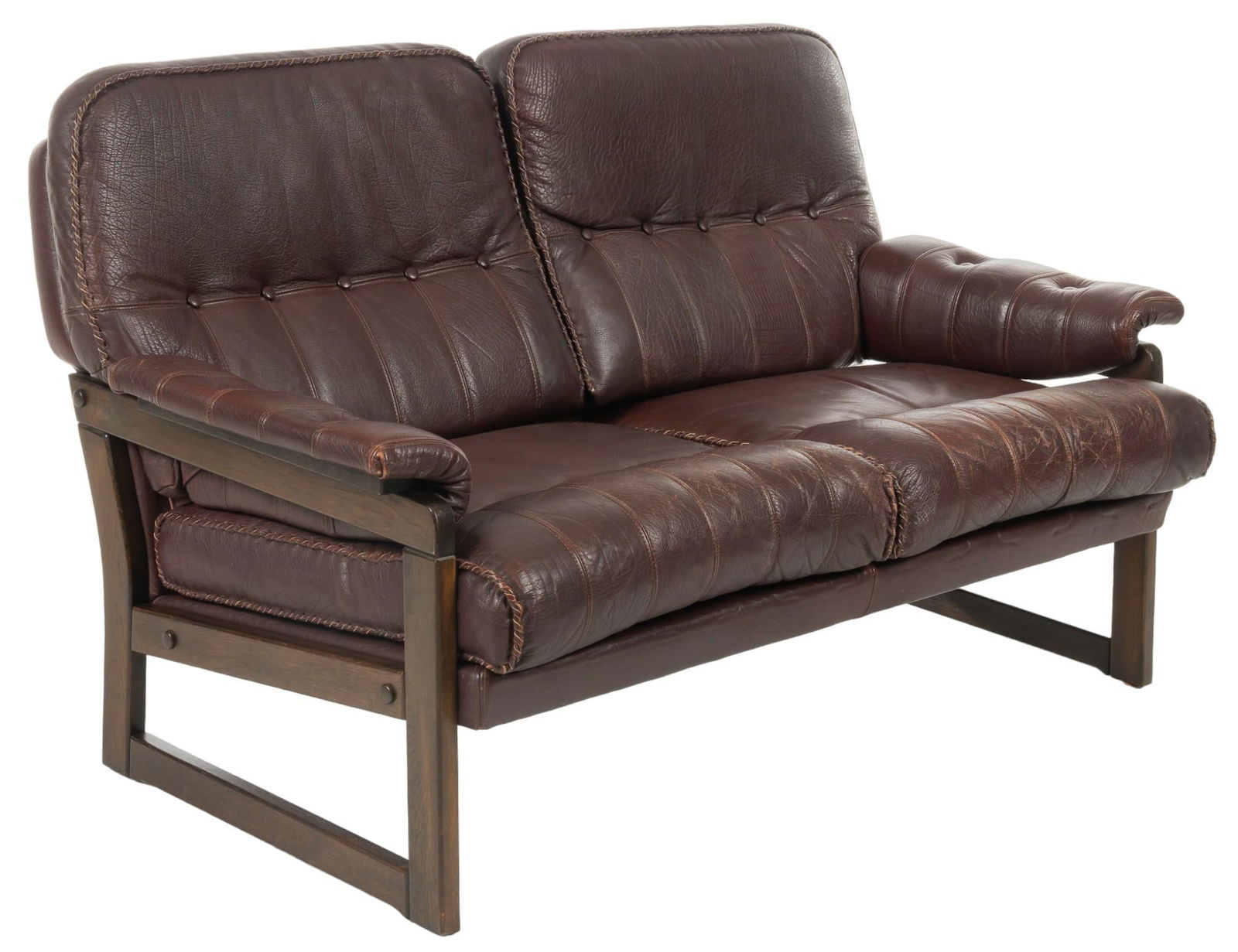 Danish Mid-Century Coja Furniture (NLD) Style Leather Loveseat (1 of 9)