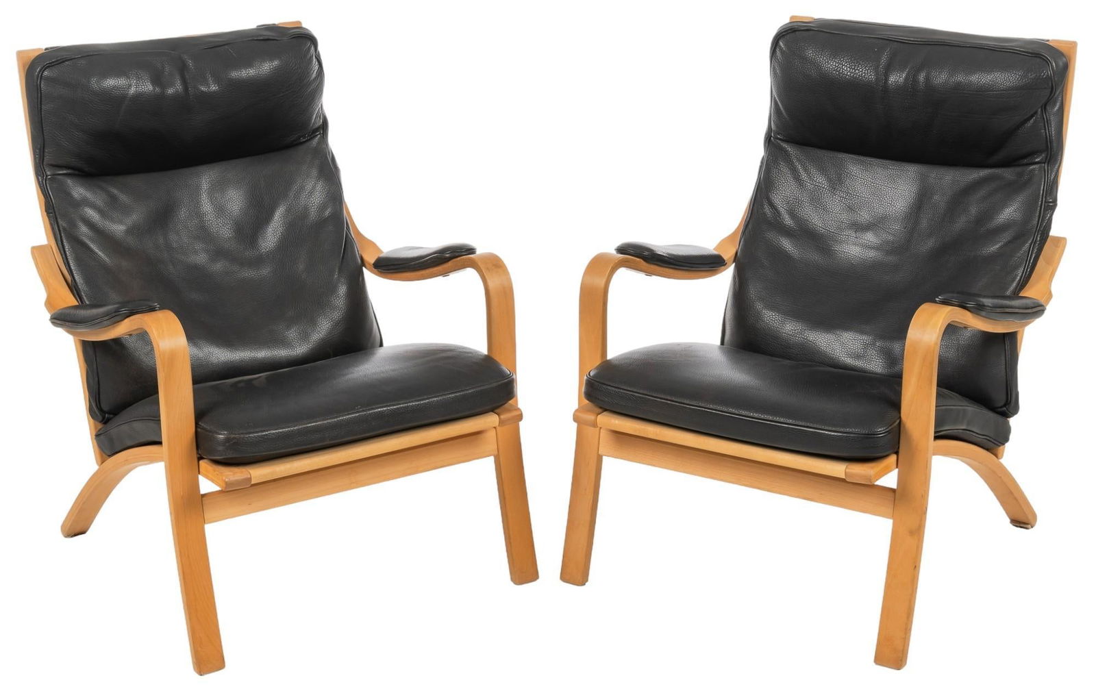 Pair of Danish Mid-Century Black Leather Chairs (1 of 6)