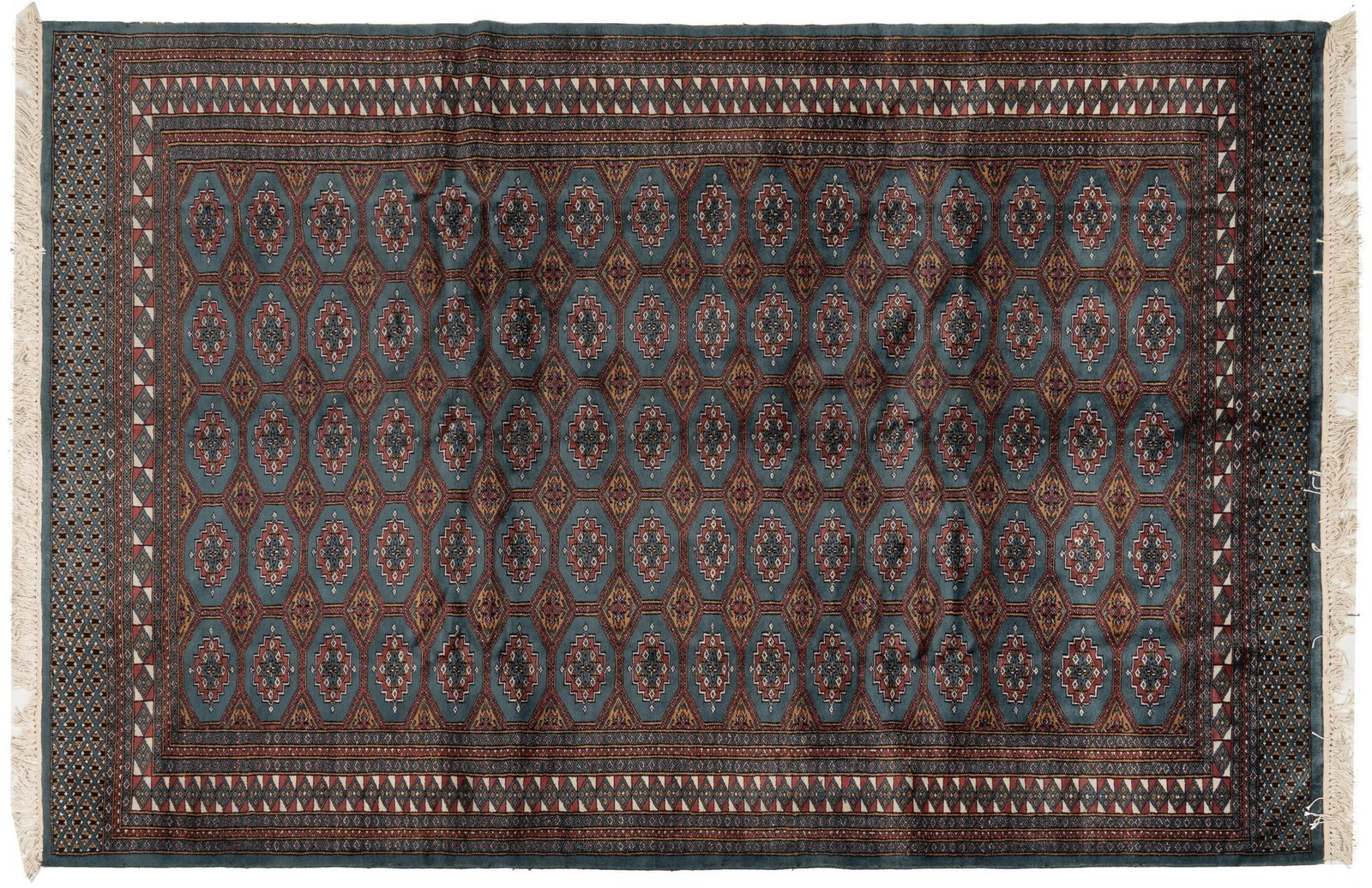 Handwoven Estate Rug, 9 ft. x 6 ft.: Handwoven estate rug 9 ft. x 6 ft. Shipping available for this lot through our partner 4CL; please request a shipping quote at shipping@vogtauction.com or 210-971-5750. You may also opt for a ship