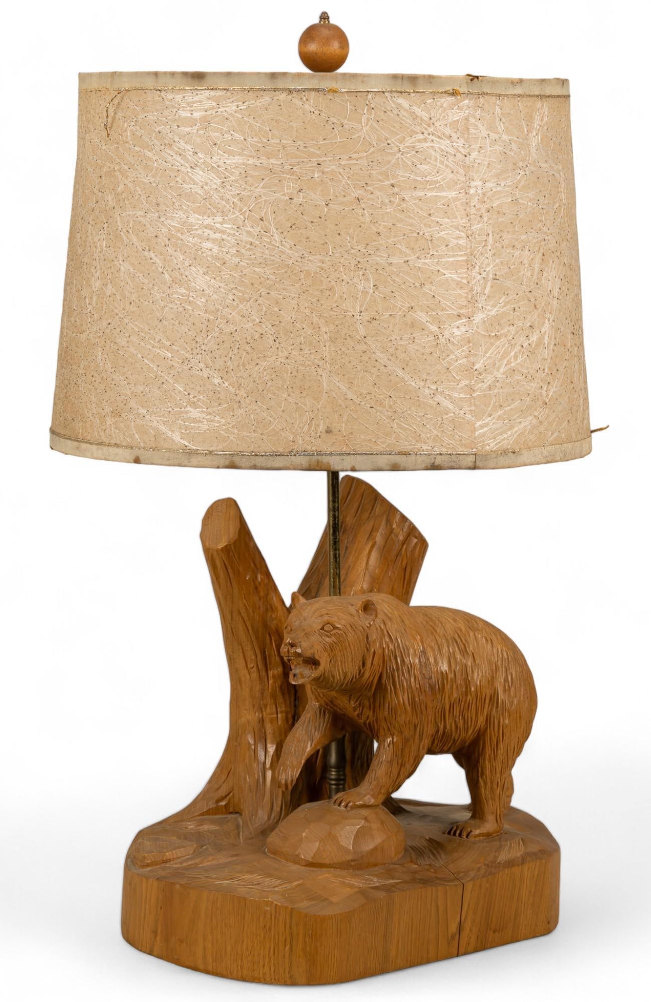 Clement Dube (CAN) Hand Carved Wooden Bear Lamp (1 of 11)