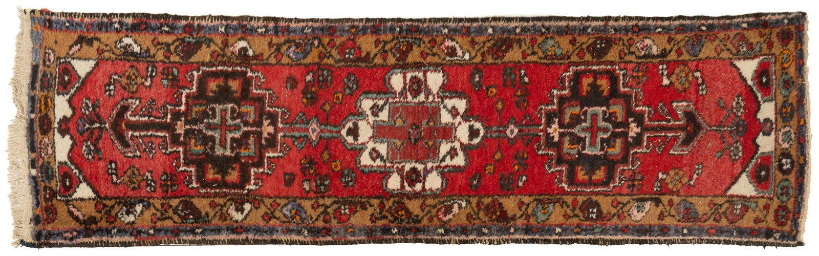 Handwoven Rug Runner: Handwoven rug runner 9 ft. 2 in. x 2 ft. 6 in. Shipping available for this lot through our partner 4CL; please request a shipping quote at shipping@vogtauction.com or 210-971-5750. You may also op