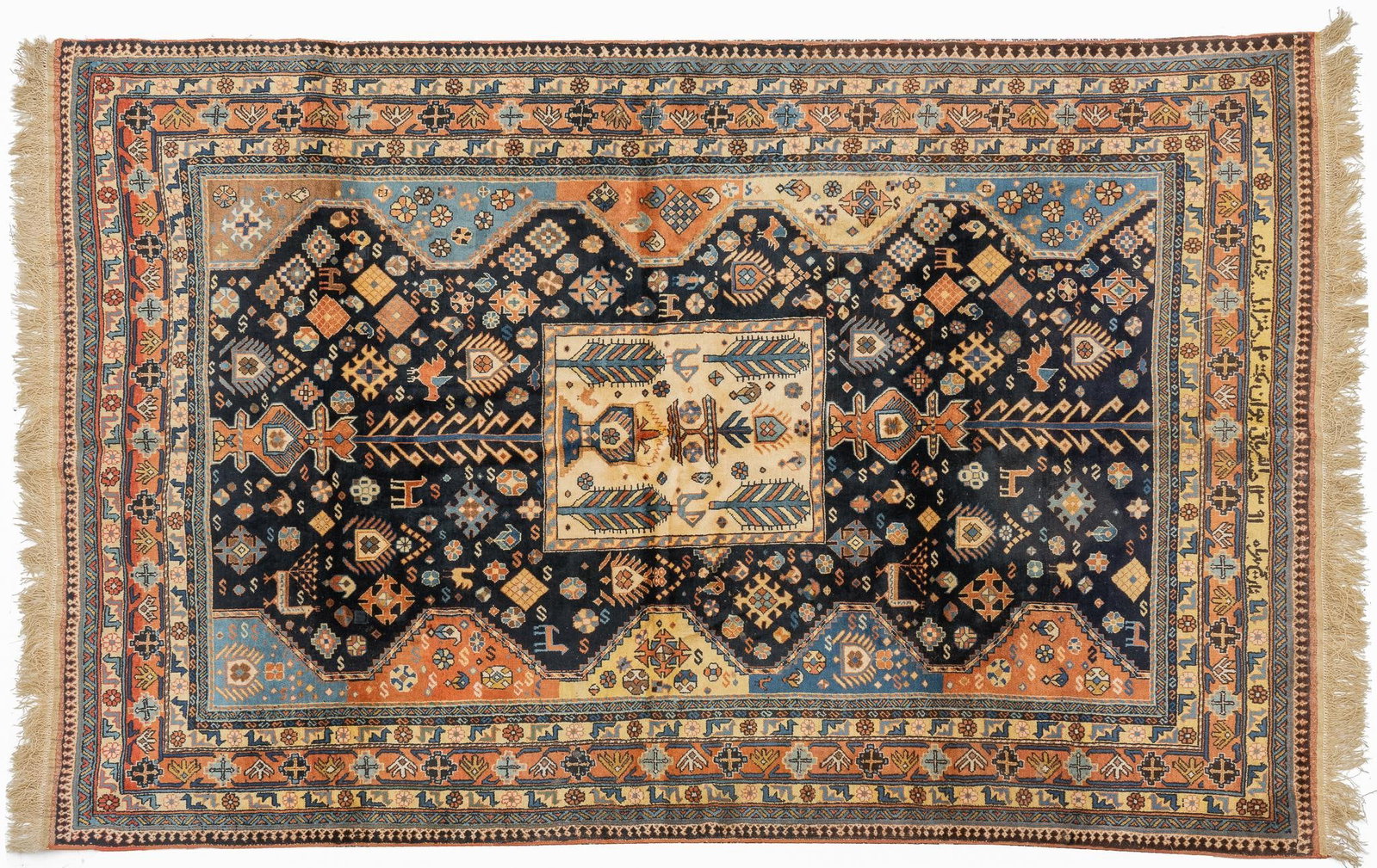 Handwoven Estate Rug, 7ft. 10 in. x 4 ft. 10 in.: Handwoven estate rug 7ft. 10 in. x 4 ft. 10 in. Shipping available for this lot through our partner 4CL; please request a shipping quote at shipping@vogtauction.com or 210-971-5750. You may also o