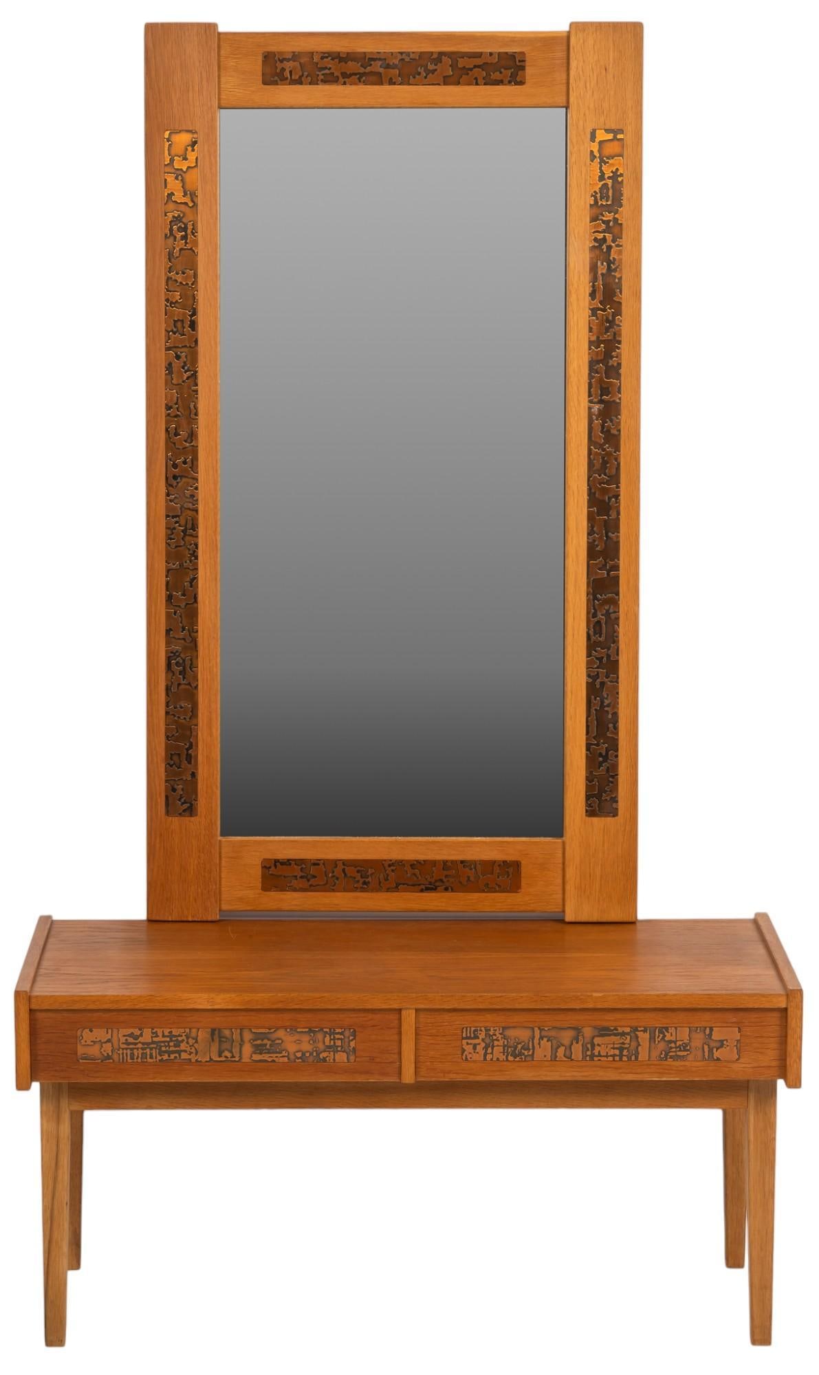 Danish Mid-Century Tiled Hall Console with Mirror (1 of 7)