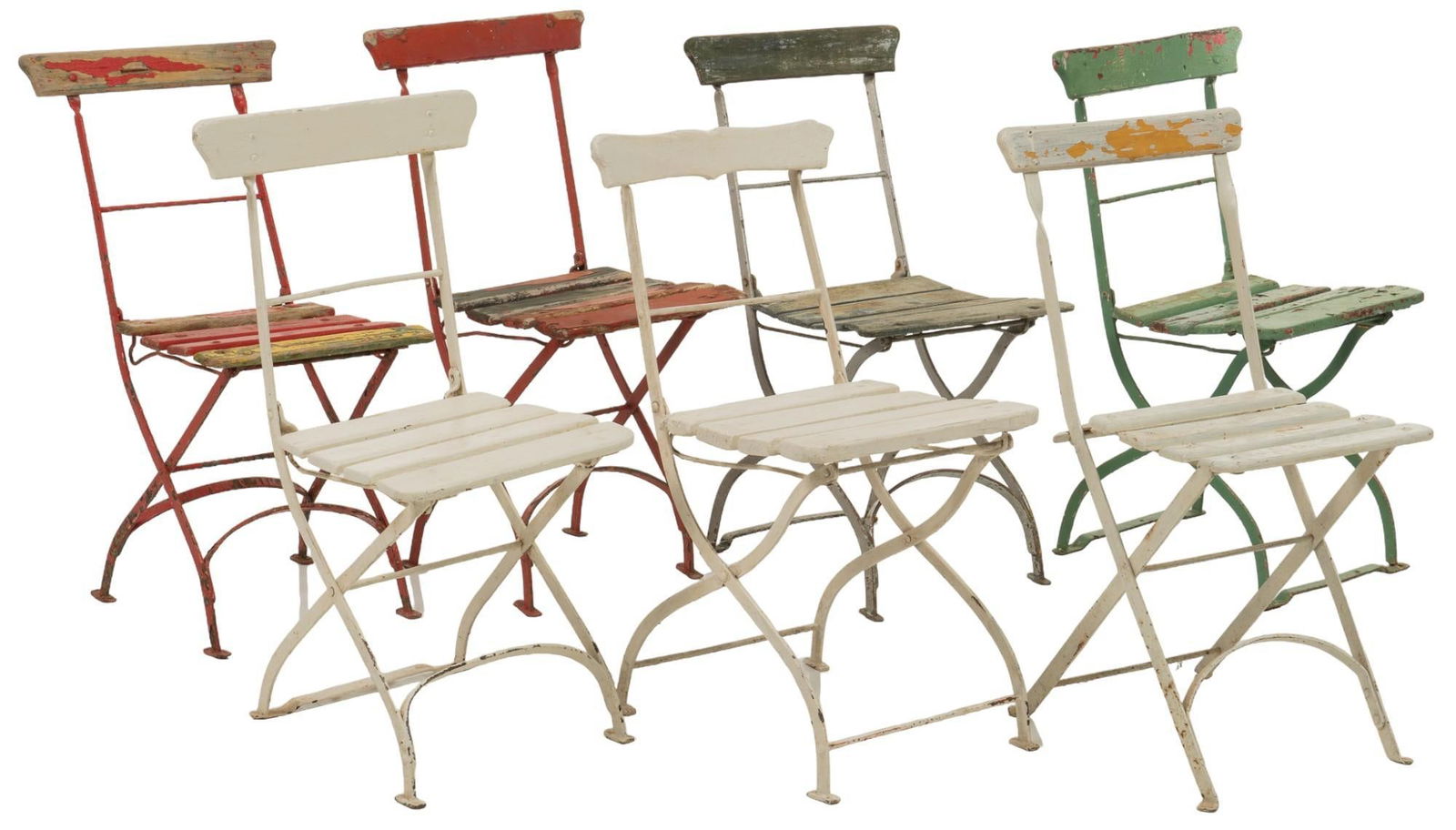 Set of Multicolored Painted Wooden Chairs (1 of 7)