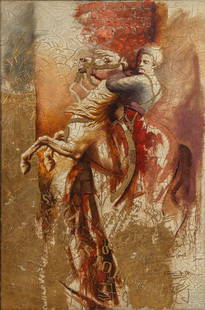 Fabian Anton, Portrait of a Nobleman: Fabian Anton, large-scale portrait of a nobleman on horseback, oil on canvas, Baroque style decorative painting sight: 71 x 48 in., frame: 81 x 56 in. Shipping available for this lot through