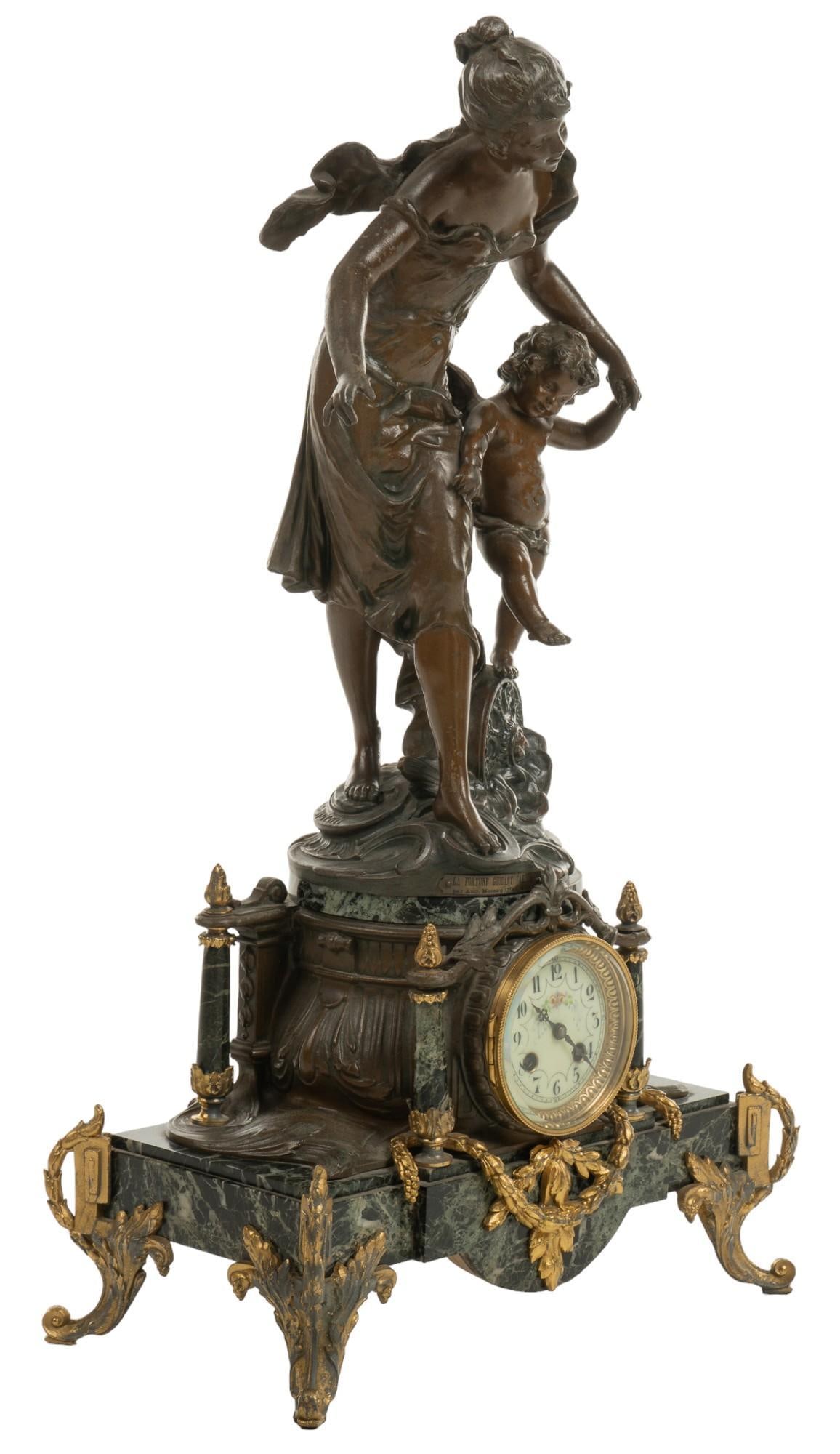 French Bronze and Marble Mantel Clock (1 of 12)