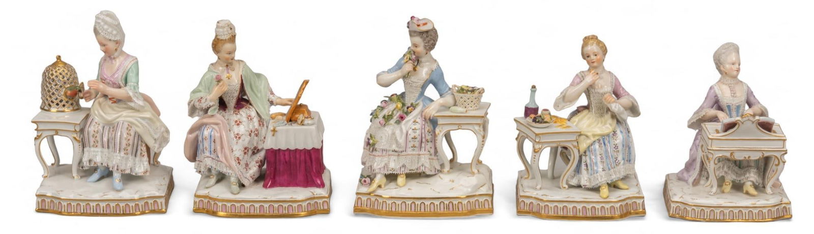 Set of (5) 19th Century "Allegory of the Senses" Meissen (Germany) Figurines (1 of 10)