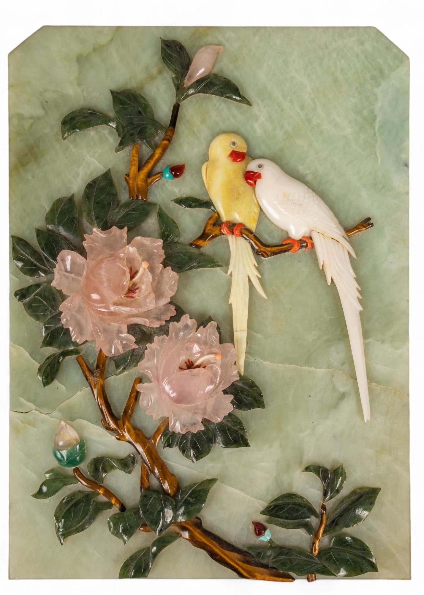 Jade Hardstone Plaque with Parrots (1 of 5)