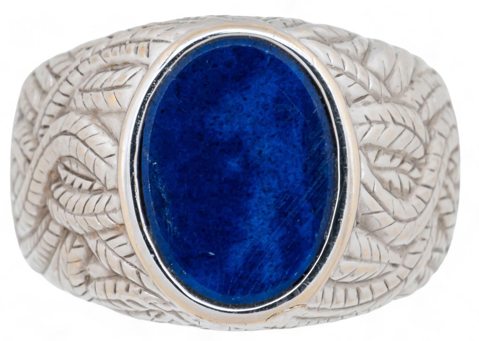 Men's 18K White Gold Lapis Lazuli Ring (1 of 4)