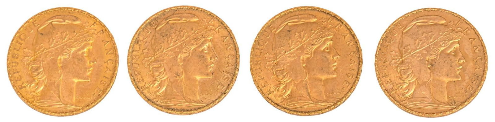(4) Gold French Franc Coins (1 of 3)