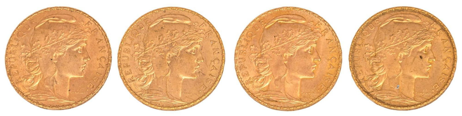 (4) Gold French Franc Coins (1 of 3)