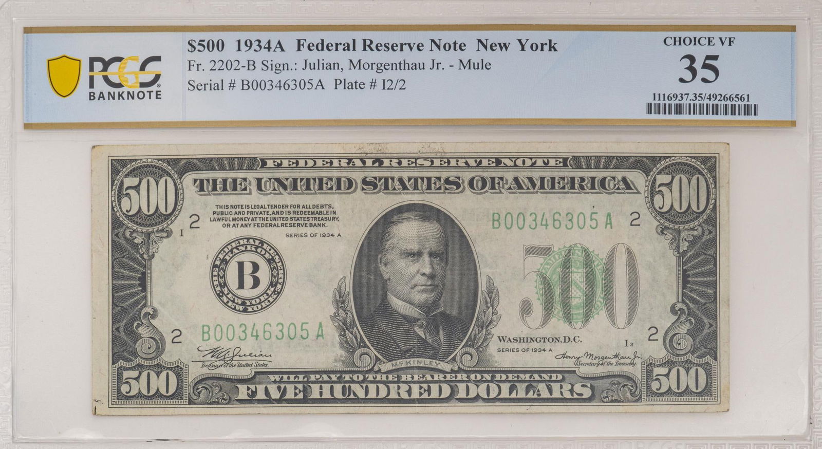 $500 1934A Federal Reserve Note New York (1 of 4)