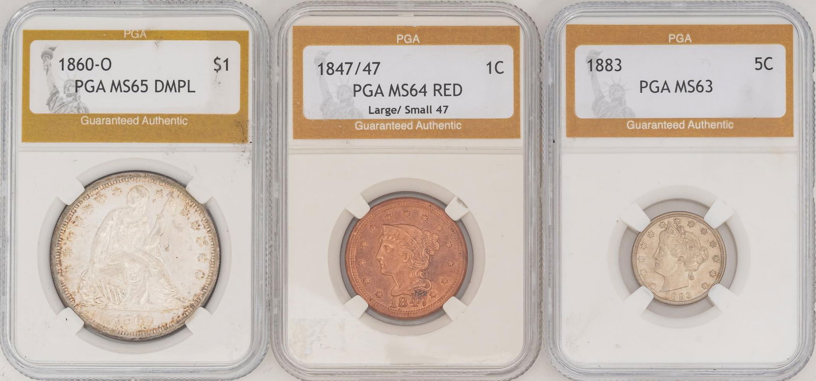 Set of (3) Graded Coins (1 of 5)
