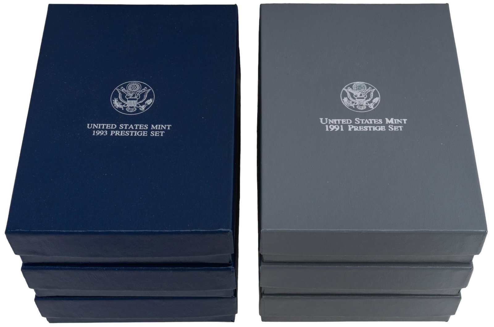 Set of (6) Prestige Coin Sets: Set of six prestige coin sets, three 1993 and 1991, cased Shipping available for this lot through our partner 4CL; please request a shipping quote at shipping@vogtauction.com or 210-971-5750. You 