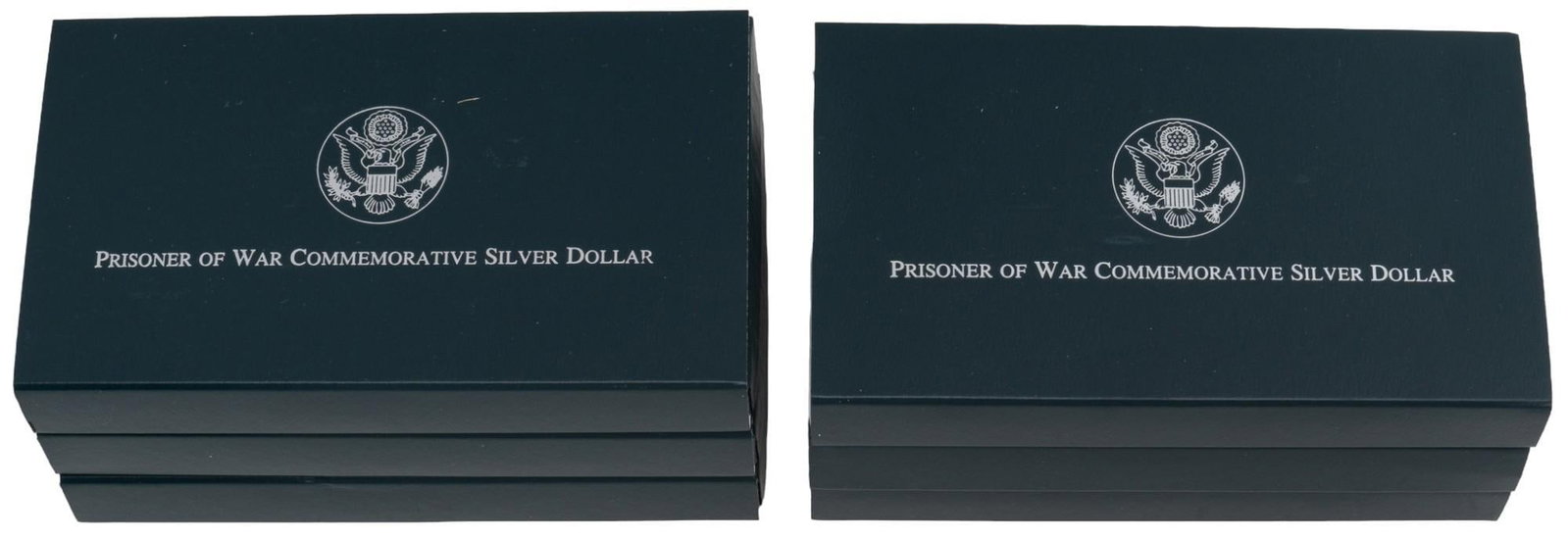 Set of (6) Prisoner of War Commemorative Silver Dollars: Set of six prisoner of war commemorative silver dollars, cased Shipping available for this lot through our partner 4CL; please request a shipping quote at shipping@vogtauction.com or 210-971-5750.