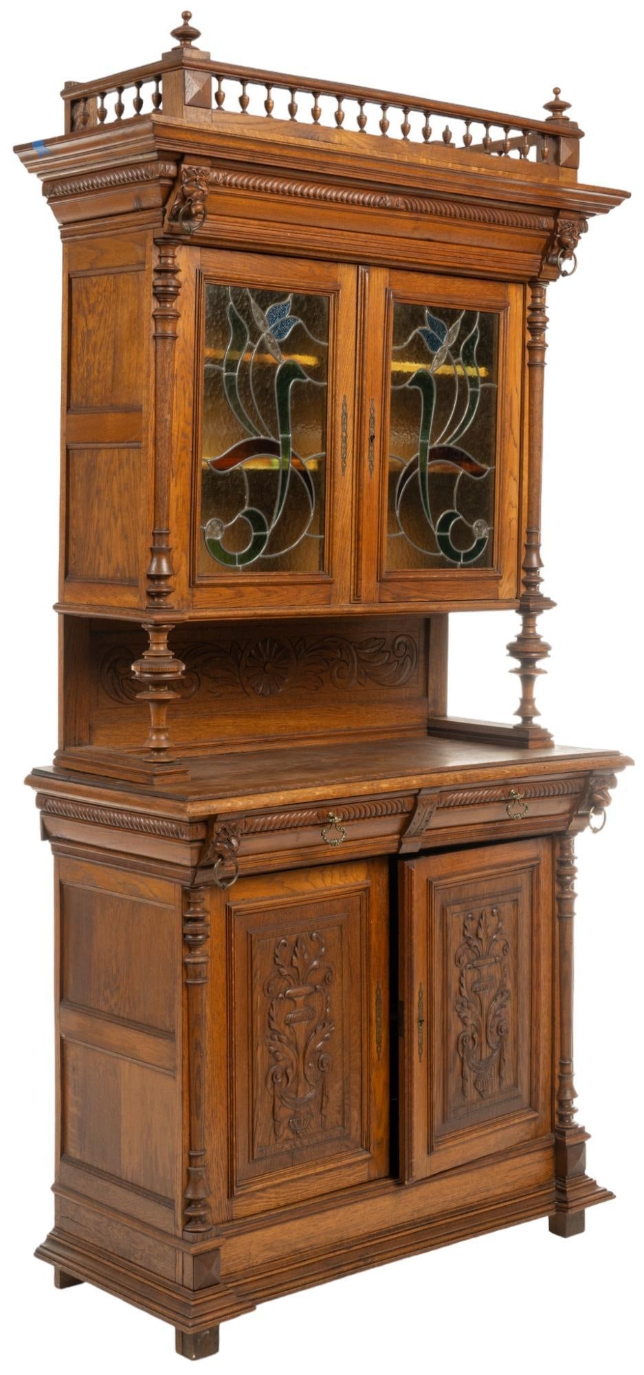 Renaissance Revival Stained Glass Buffet (1 of 11)