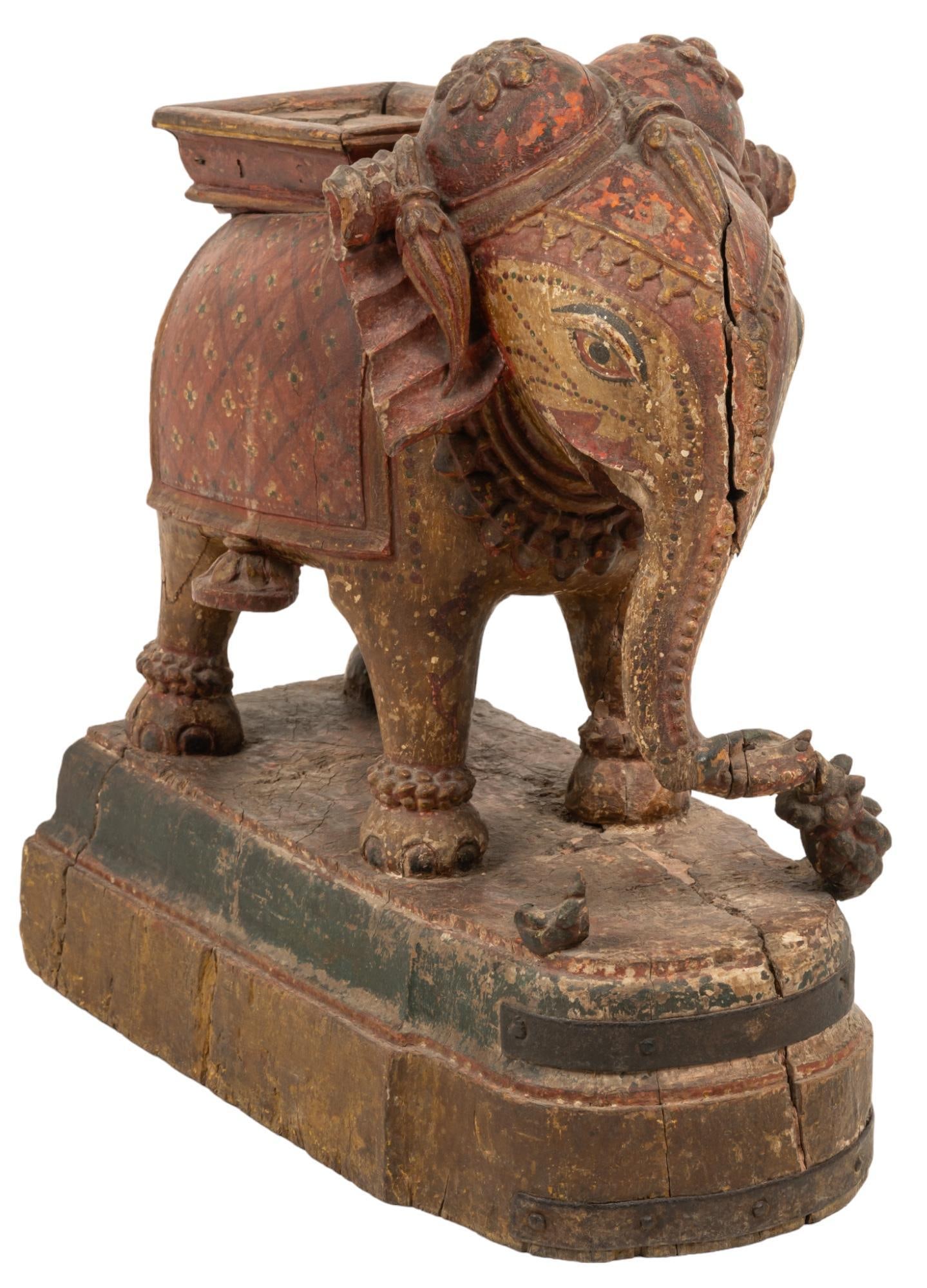 Painted Indian Wooden Elephant (1 of 7)