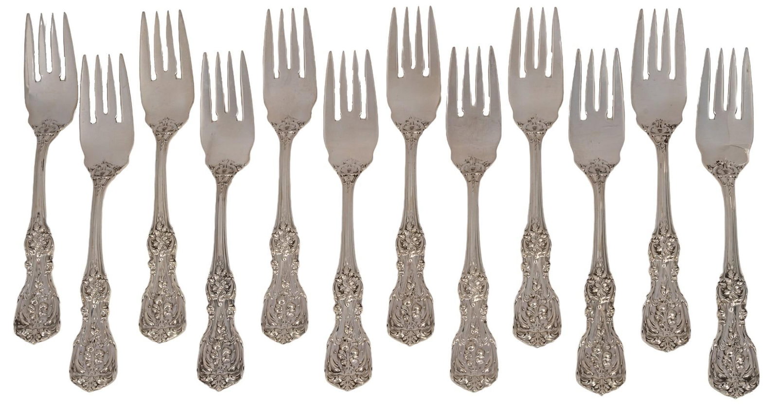 Set of (12) "Francis I" by Reed & Barton Sterling Fish Forks: Set of twelve "Francis I" by Reed & Barton sterling fish forks, marked "Reed & Barton sterling" Total weight: 23.54 ozt Shipping available for this lot through our partner 4CL;