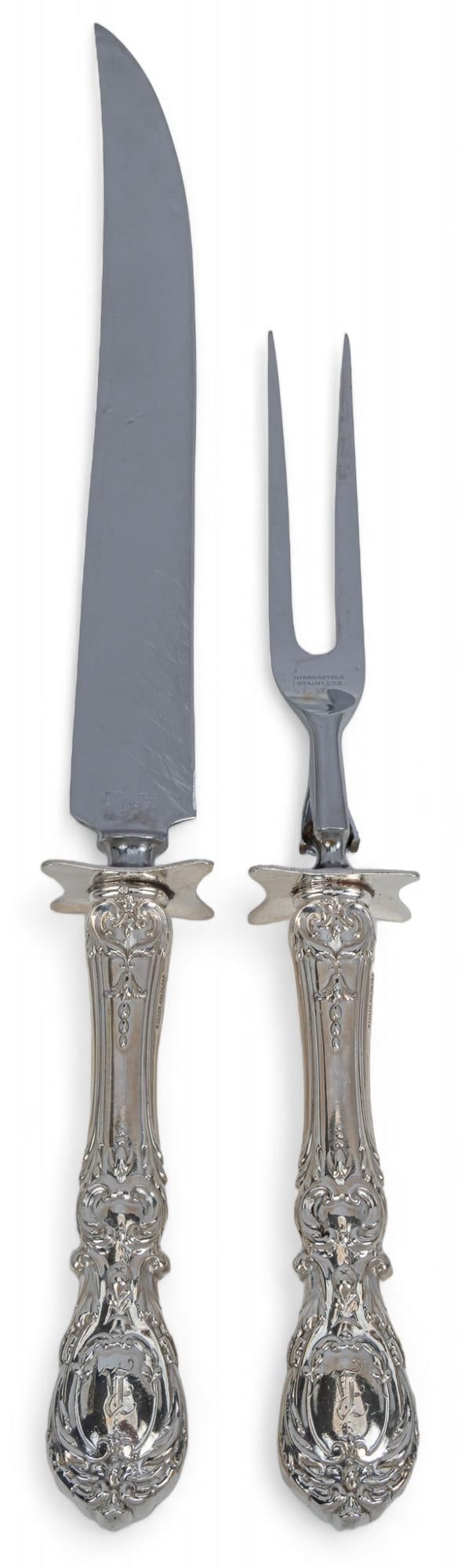 "Francis I" By Reed & Barton Carving Set: "Francis I" by Reed & Barton carving set, monogrammed with "R", marked "Reed and Barton" Shipping available for this lot through our partner 4CL; please request a shipping 