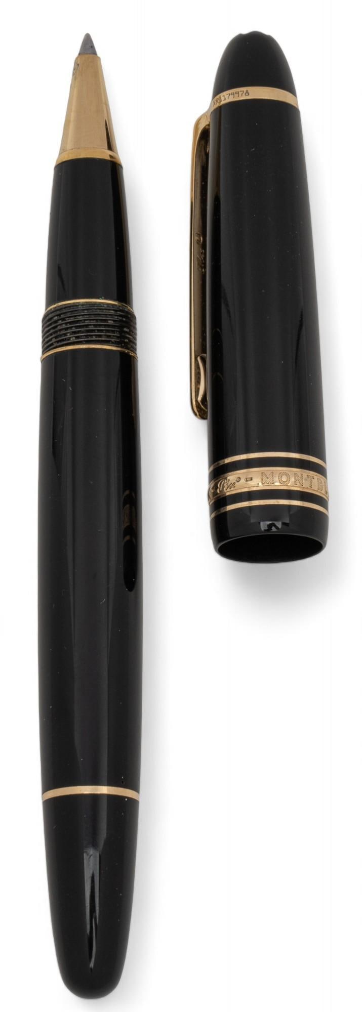 Montblanc (DEU) Meisterstuck Pix Ballpoint Pen: Montblanc (Germany) "Pix" ballpoint pen from the "Meisterstuck" series, marked with name, country and serial number "XR1179978", with black exotic leather cylindrical case Prov