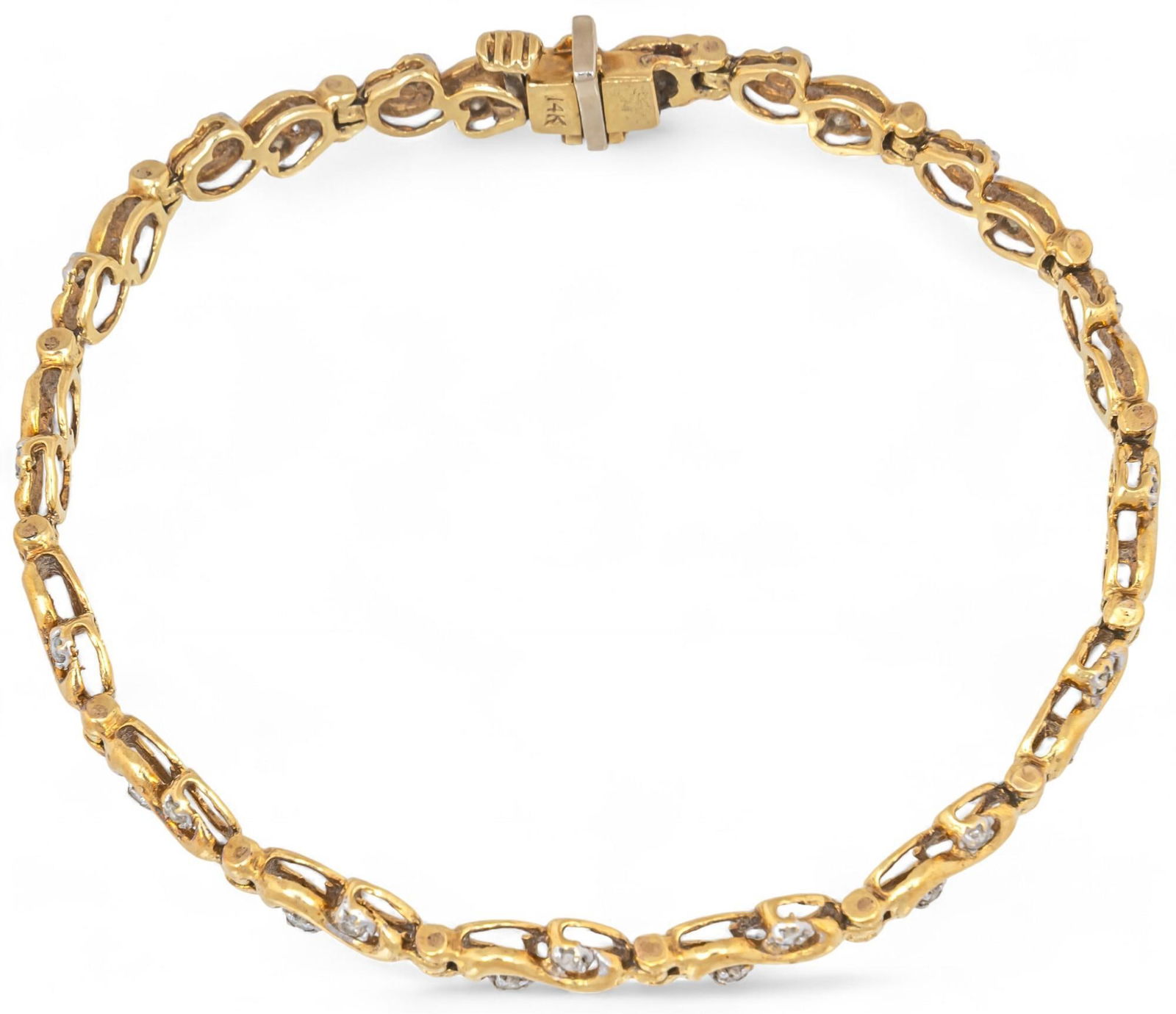 14K Serpentine Chain and Diamond Bracelet (1 of 5)