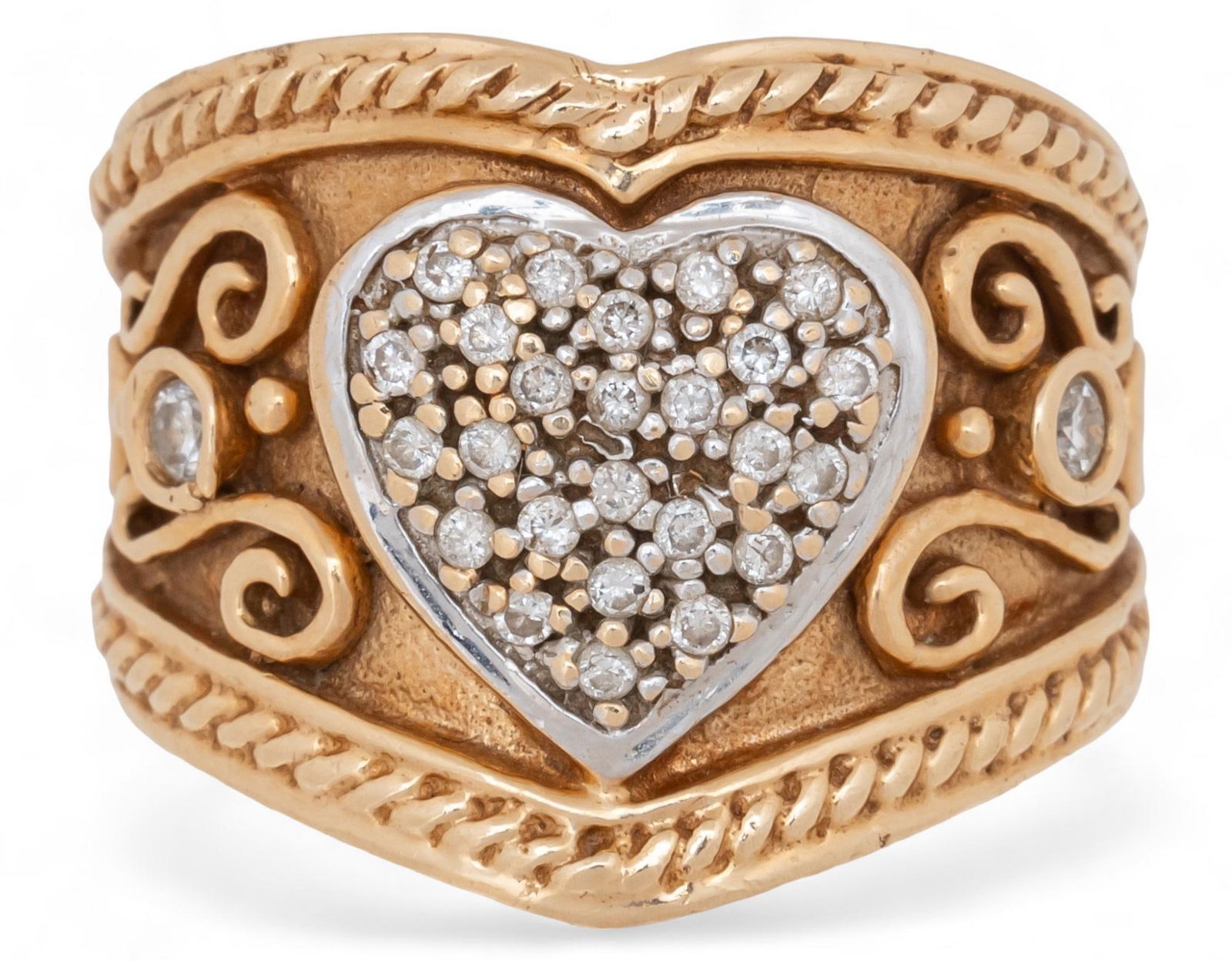 14K Pave Diamond Heart Ring (1 of 4)