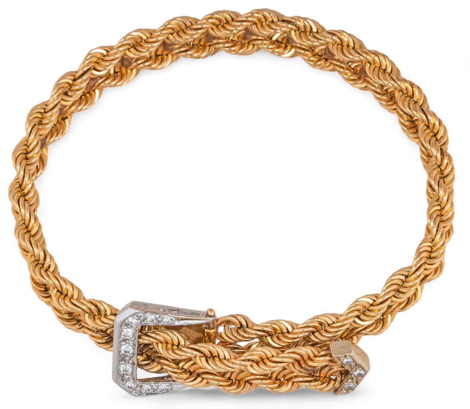 14K Belt Buckle Style Diamond Bracelet (1 of 6)