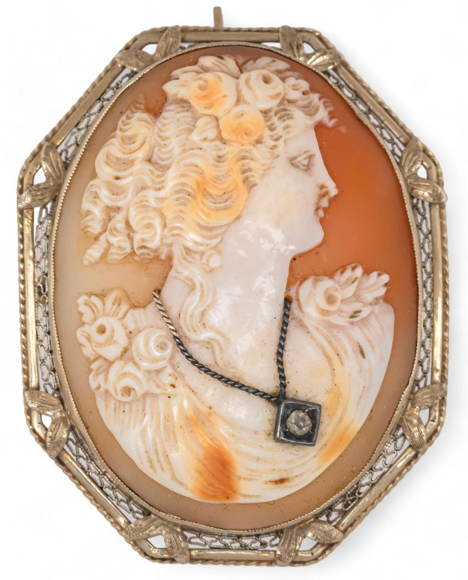 14K Cameo Shell Brooch (1 of 6)