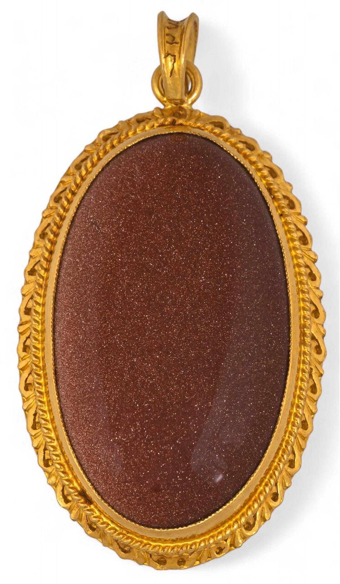22K Gold Dust Cabochon Pendant (1 of 4)