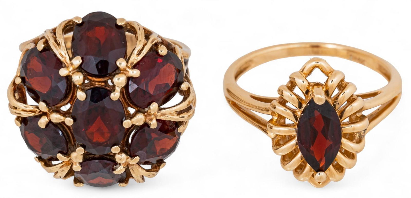 Pair of Gold and Garnet Rings (1 of 6)