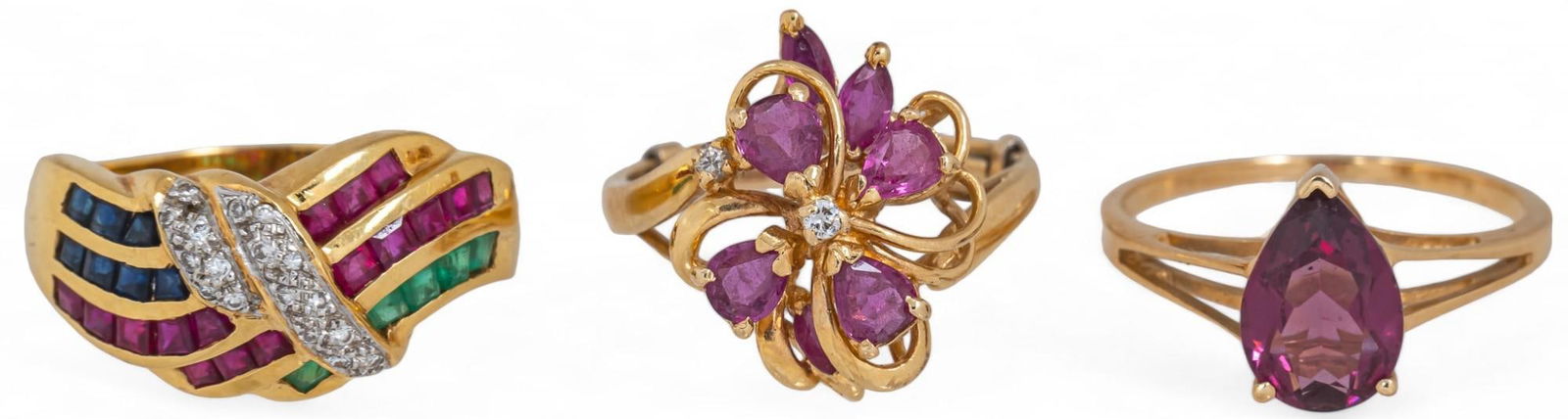 Set of (3) 14K Gemstone Rings (1 of 6)